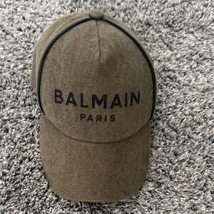 Balmain Khaki Green Logo Cap